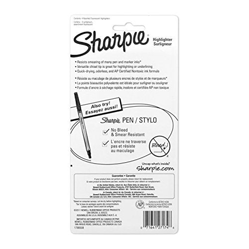 Sharpie Pocket Style Highlighters, Chisel Tip, Assorted Fluorescent, 24 Count (6 Packs of 4)