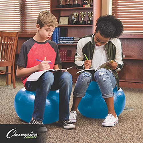 Champion Sports Youth Kid's Exercise Ball Chair: FitPro Balance Ball Chair with Wheels and Back Support for Home or School - Includes Hand Pump - Ages 8 and Older