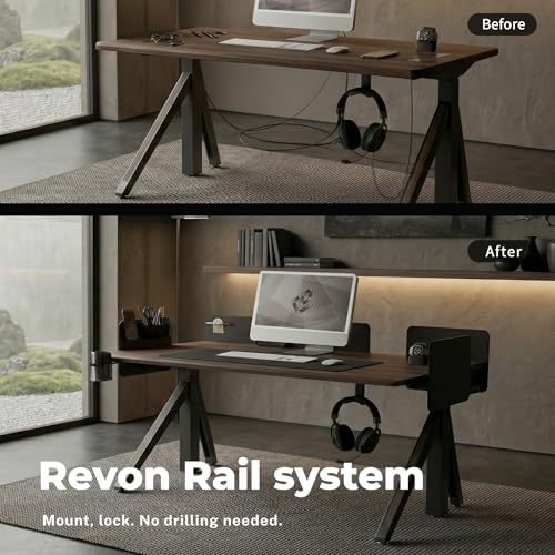 Dezctop Revon Pro Adjustable Standing Desk, 47x31.5in, Walnut