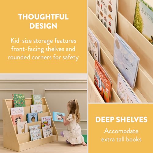 Back2School Express 5-Shelf Wooden Book Display, Single-Sided, Natural