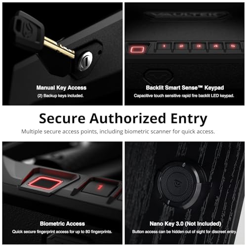 VAULTEK 10 Series Sub-Compact Quick Access Biometric Safe with ViSN Live Alerts, Rugged Construction, Auto-Open, & Anti-Theft Protection