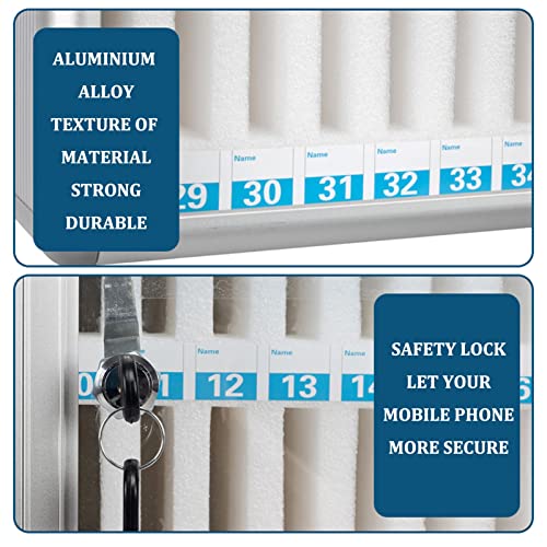 GFAZXDS Wall Mounted Cell Phone Cabinet,Cell Phone Lock Box,Office Storage,Pocket Chart,Locker Shelves,Lock Box Phone (Silver 12Slots)