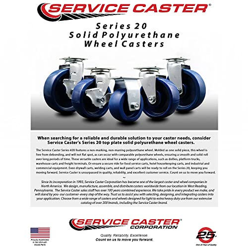 6 INCH Solid Polyurethane Caster Set with Roller Bearings 2 Swivel 2 Rigid