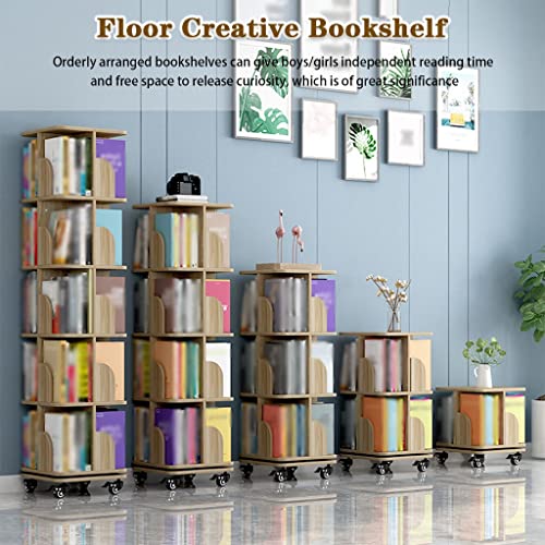 Bookshelf Book Shelves for Office 360° Rotating Small Bookcase, Multi-Layer Movable Book Rack, Student Book Organizer for Dormitory, Easy to Assemble (Color : Walnut Color, Size : 1 Layers)