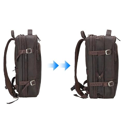 MVNOIRE Full Grain Leather Backpack for Men Laptop Bag Business Work Hiking Daypack