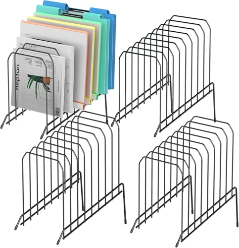 Incline Sorter Desk File Organizer, Metal Desk Magazine Folder Holder with 8-Section Vertical Compartments Rack File Organizer for Office, Home, School