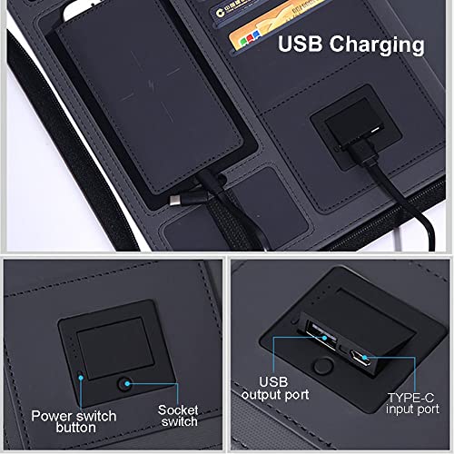 A4 Wireless Charging Portfolio Folder Multifunction Zipper Binder with 6000mah Power Office Notebook Organizer (Color : C)(C)