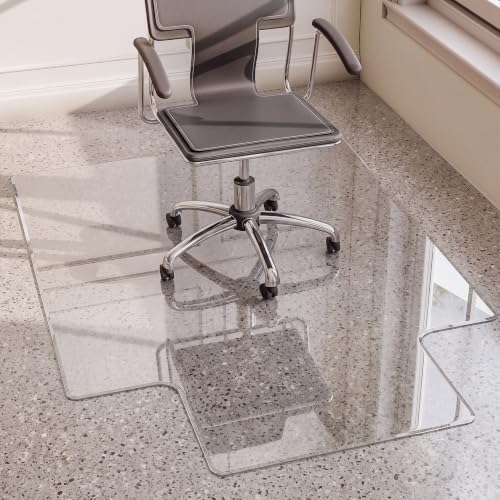 Garvee 36" x 48" Extra White 1/5" Thick Tempered Glass Chair Mat for Carpet