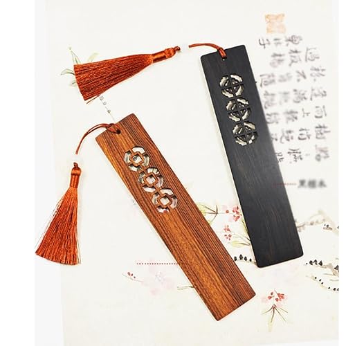YMGSCC Hollowed Out Four Mahogany Set Gift Box Classical Beauty with Literary Bookmark Pen