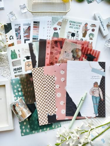 My Comeback Era Monthly Planning Kit Bundle | Academic Aesthetic Planner Sticker Kit with Washi Papers, Vellum, Journaling Pages & Functional Stickers