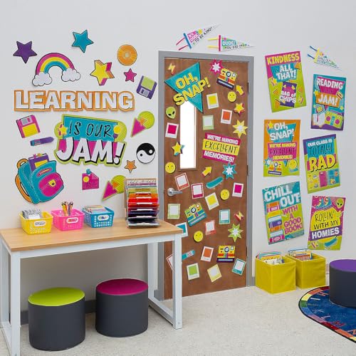 Fun Express 90s Themed Colorful Classroom Decorating Kit - 22 Pc.