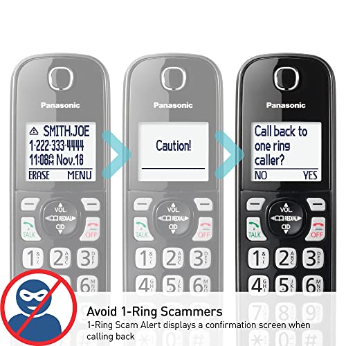 Panasonic Cordless Phone with Answering Machine, Advanced Call Block, Bilingual Caller ID and High-Contrast Display, Expandable System with 1 Handset Cordless Telephone - KX-TGD830M (Metallic Black)