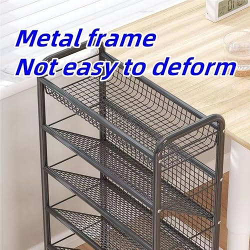 Xadkmwsfm Rolling Book Cart, Multi-Layer Storage Cart, Storage Rack with Wheels, Metal Mobile Bookshelf, Multifunctional Trolley for Living Room, Kitchen, Study(White,16.7 * 7.5 * 30.7IN)