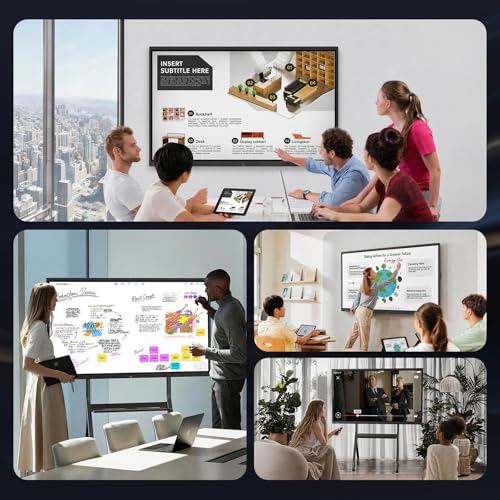 75'' 4K UHD Smart Board, Interactive Digital Whiteboard, 20-Point Touchscreen, All-in-One Electronic Whiteboard for Office Classroom Home Business