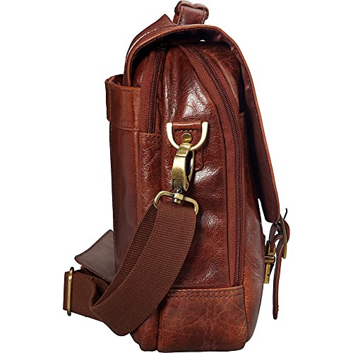 Mancini Leather Goods Buffalo Leather Double Compartment 15.6" Laptop Briefcase
