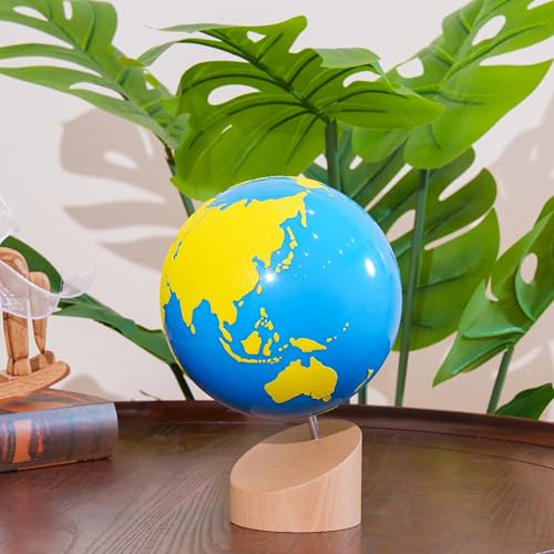 Premium Montessori Sandpaper Globe- Land & Water Tactile Globe, Solid Beechwood Geography Materials, Sensory Learning Toy for Toddlers, Homeschool & Classroom Learning