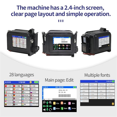 SHIHUANI 12.7mm Print Head Mini Portable Handheld Inkjet Printer for Text QR Code Barcode Date Logo Label(Without Ink,EU)