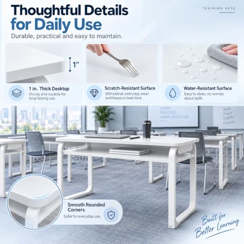Training Table with Storage Shelf, Conference Room Table, Steel Frame