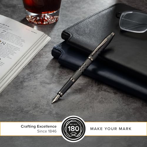 Cross Century II Midnight Black Fine Nib Fountain Pen, Black Ink