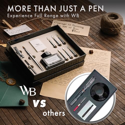 Wordsworth & Black Luxury Calligraphy Pen Set for Writing, 6 Nibs,Silver