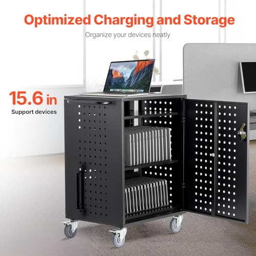 VEVOR Charging Cart, 36-Bay Mobile Charging Station, Max 15.6" Screen Size