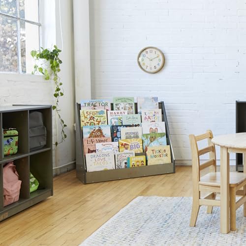 ECR4Kids 5-Shelf Wooden Book Display, Single-Sided Bookshelf, Grey Wash