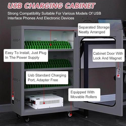 Jiangtaom Cell Phone Charging Stations Cell Phone Charging Stations,Mobile Charging -Storage Box,Rechargeable Mobile Phone Organized Cabinet,Office Classroom(60Slots)