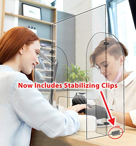 Clear Acrylic Single Panel Sneeze Guard (24"x31") w/Opening for Salon, Manicure, Nails, Counter, Reception, Checkout- Protect/Shield Employee, Cashier, and Customer from Coughing and Sneezing