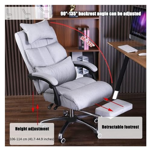 Chair Swivel Chair Executive Chair Footrest Ergonomics Science Division Managerial Chairs, Breathable Cotton Linen Tilt Adjustment Task Chair, Bearing 85Kg/187.4Lbs