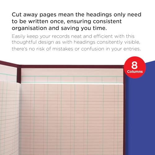 Exacompta Guildhall Headliner Account Book, 298 x 203 mm, 8 Cash Column, 80 Pages