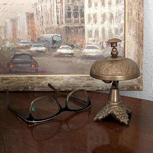 aubaho Table Bell 13 cm Bell Hotel Bell School Bell Antique Style Aluminium