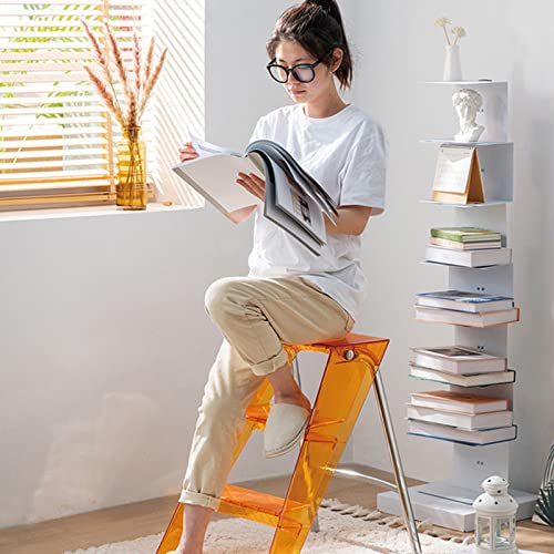 LWJQRSP 3 Step Ladder Folding Step Stool for Adults, Portable Acrylic Stool with Ladder, Adult Step Stools Foldable Stool for Home Office