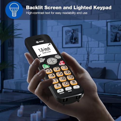AT&T EL1121-31 3-Handset DECT 6.0 Cordless Landline Phone with Caller ID, Full-Duplex Speakerphone, Backlit Display & Keypad - Quiet & ECO Mode