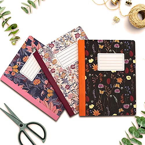 Pukka Pad, Composition Notebooks - 48 Pack of Journals Featuring 140 Pages of College Ruled 80GSM Paper with Sturdy Cover Stock - 9.75 x 7.5in - Bloom