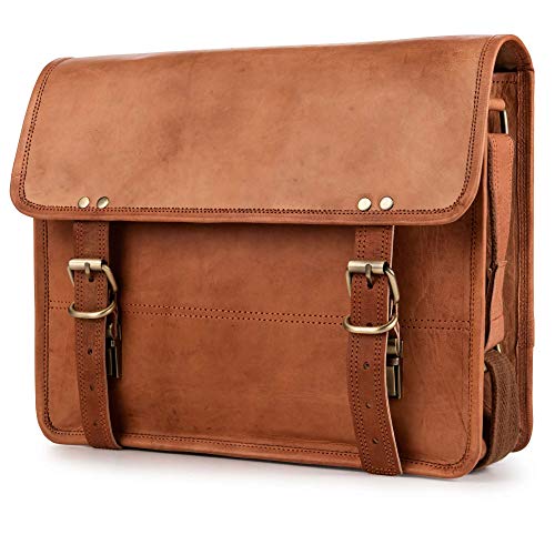 BERLINER BAGS Full Grain Leather Messenger Bag For Men York M, Brown