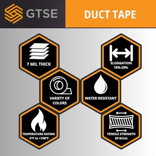 GTSE Wide Duct Tape, Silver, 4 Inches x 55 Yards (164 ft), Heavy Duty, Waterproof Repair Tape for Indoor or Outdoor Use, 12 Rolls