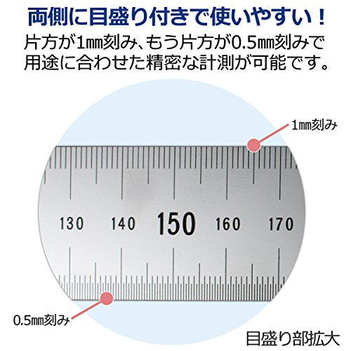 Plus 47-742 Stainless Steel Straight Scale Silver [Measurement Length 11.8 inches (30 cm) x Thickness 0.04 inches (1 mm)