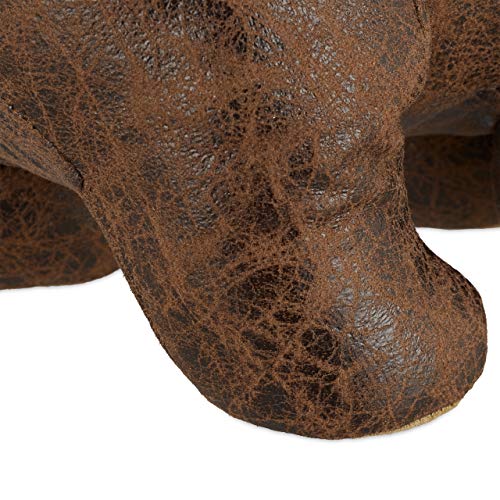 Relaxdays Door Stopper Bear Fabric Floor Indoor, Soft & Heavy, for Child, Door Buffer HxWxD 17 x 16 x 32 cm, Brown