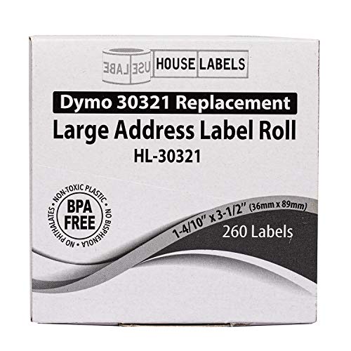 HouseLabels Compatible with Dymo 30321 Labels, 1-4/10" x 3-1/2"