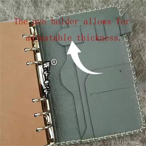 Violin Design Genuine Leather Binder Notebook, Top Layer Cowhide Handmade Journal, Vintage Loose-Leaf Planner with Multi-Pocket Organizer(A5)