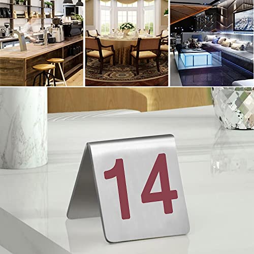 SAeWare 1-10/20 Table Number Signs Double-Sided, Table Cards Stainless Steel Tent Style, Metal Number Tags Cycle Used, for Restaurants, Bars, Parties, Weddings Table Cards,Blu-7.5X6X6.5Cm