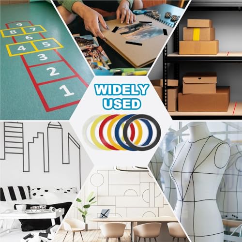 Whiteboard Tape 10pcs 66m Whiteboard Tape 3/6mm Pinstripe Graphic Chart Line Grid Marking Tapes for Classroom Office Dry Erase Board Art Crafts(Dark Yellow,66mx3mm)