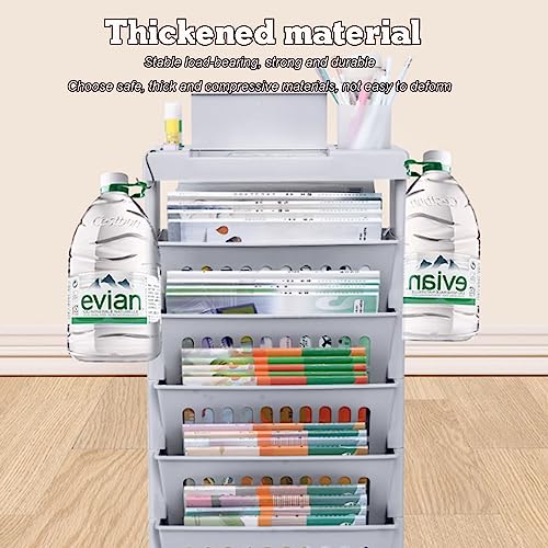 book cartMovable Bookshelf Cart, Desk Organizers and Accessories, Office Supplies Desktop Organizer with Wheels, 5-Tier Rolling Utility Cart Multifunctional Storage Trolley for Office Living