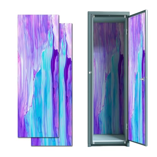 CEREJYPUZ 2 Pcs Locker Magnetic Wallpaper Blue Green Teal Pink Purple Abstract Art 12" x 36" Wall Magnetic Sticker Removable Locker Accessories Decor Easy Install for Office School