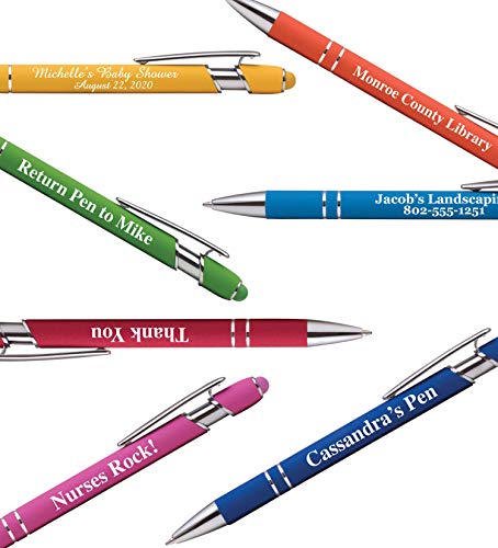 ExpressDesigns™ - Up to 1000 Pcs Custom Pens Bulk | Burst of Colors | Soft-Touch Metal Black Ink Personalized with Name or Logo (Dark Blue, 150 pcs)