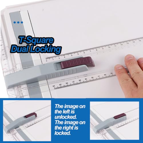 A3 Drawing Board Drafting Table, Portable Architectural Drafting Tool With Transparent T-square, Parallel Motion, Angle Adjustable, Complete Accessories, For Students Engineers And Architects