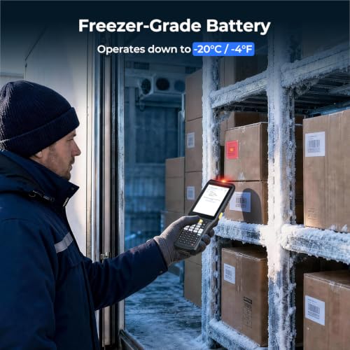 MUNBYN MC011 Cold Chain Barcode Scanner, Android 13 Rugged Handheld PDA with Intelligent Anti-Fog Heating, Removable 5400mAh Low-Temperature Battery, Works with Zebra SE4710, IP67, 4GB+64GB, 4G LTE