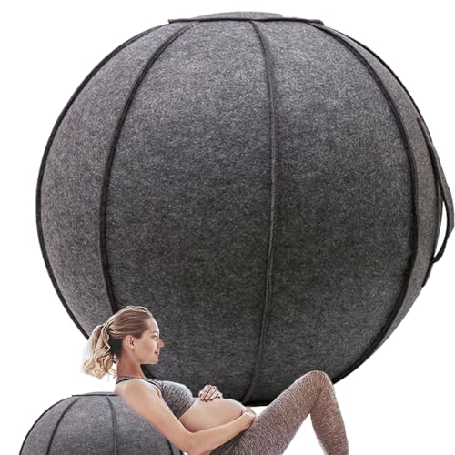 WTZHHK Pilates Yoga Ball Chair Yoga Ball Office Chair, Balance Ball Chair Lightweight Self-Standing Ergonomic Posture Activating Exercise Ball Solution with Attractive Cover Seat(Black Gray,65CM)