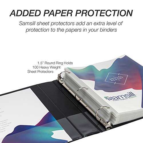 Samsill 12 Pack Durable 1.5 Inch 3 Ring Binders, Round Ring, Clear View Cover for Presentations, Black