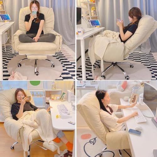 Reclining Executive Office Chairs, Computer Chair Gaming With Back Support Ergonomic Recliner Home Office Desk Chair For Women, Big Tall Managerial Executive Chair With Wheels(/Light Gray,With foot re
